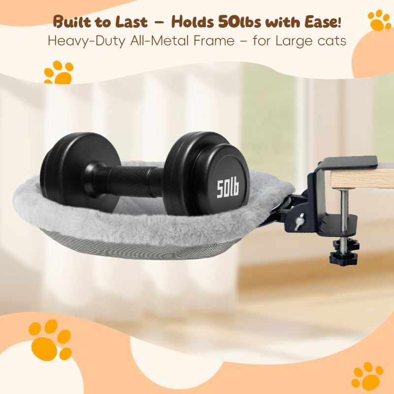 Cat Bed for Desk |2 Machine-Washable Covers |Foldable Cat Bed Desk Mount - Image 6
