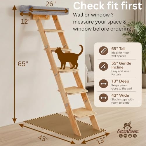 65" Tall 6-Level cat Ladder for Window Perch I Wobble-Free Gentle Climbing to a - Image 4