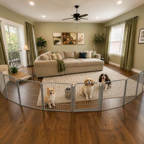 Extra Wide Adjustable Dog Gate w/Door – 24 inch Tall & Up to 176 inch Wide 8 by KozyKennels