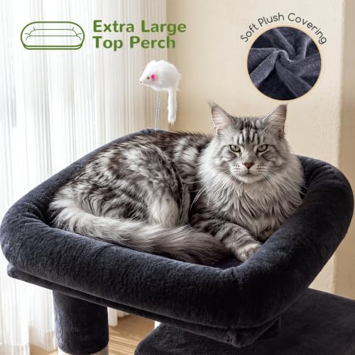 Globlazer Cat Tree Tower for Indoor Cats Large Adult, Dark Grey - Image 3