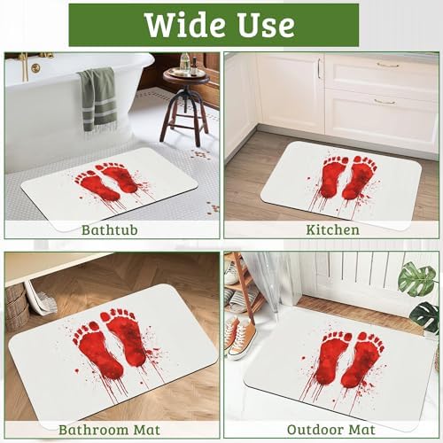 Red Footprints Bath Mat Non-Slip Bathroom Rugs, Rubber Backing Absorbent Quick - Image 7