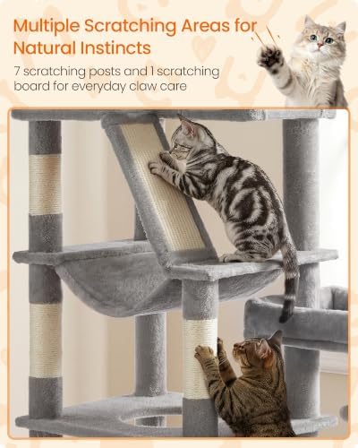 Feandrea Large Cat Tree, 74.1" Tall Sturdy Cat Tower - Image 4