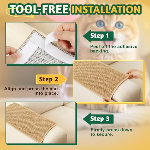 ENONCI Corner Cat Scratcher Wall, 19.6x9.8 Cat Scratcher Pad - Image 6