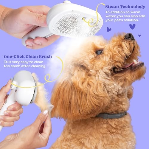 Cat Steam Brush, 3 in 1 Pet Hair Removal Tool, Self Cleaning Steamy Cat Brush - Image 5