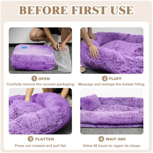 Human Dog Bed, Washable Faux Fur Pet Bed - Image 6