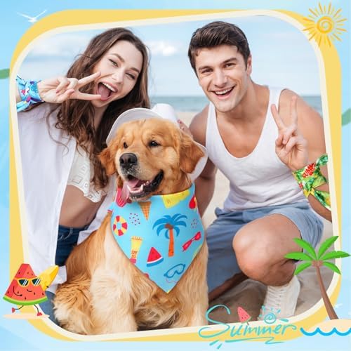 Preboun 50 Pcs Summer Bandanas for Dogs Bulk, Hawaiian Tropical Style - Image 6