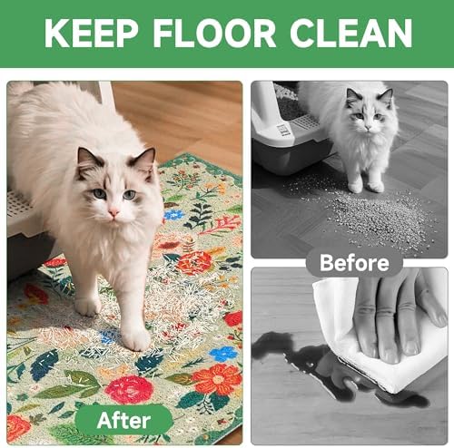 Cat Litter Mat, Upgrade Non-Slip Kitty Litter mat, Traps 100% Litter, Soft on - Image 3