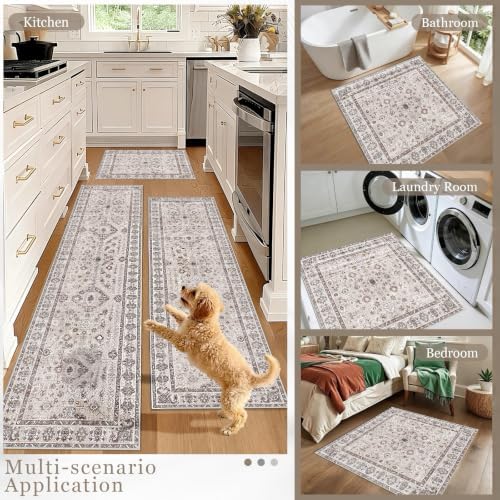 9x12 Washable Area Rugs for Living Room, Bedroom Non-Slip Soft Carpet Beige - Image 7
