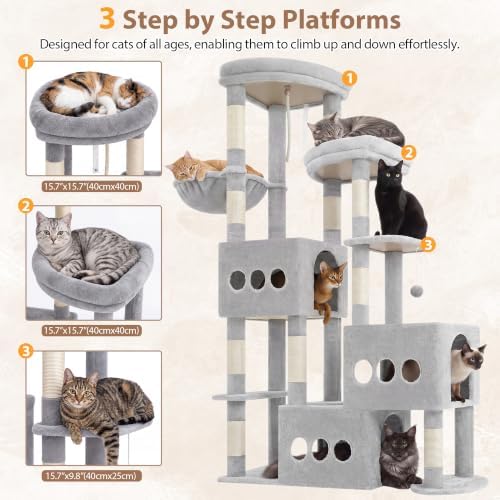 Gitelsnour Sturdy Cat Tree Tower, 3 XXL Condos - Image 3