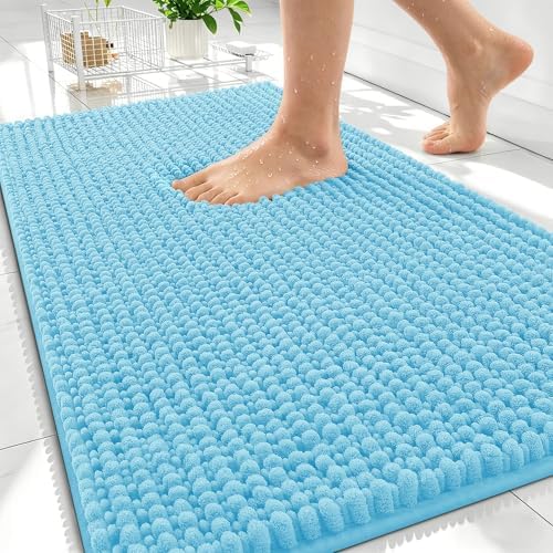 OLANLY Thick Chenille Absorbent Bathroom Rugs Mat 30x20, Sky Blue by OLANLY