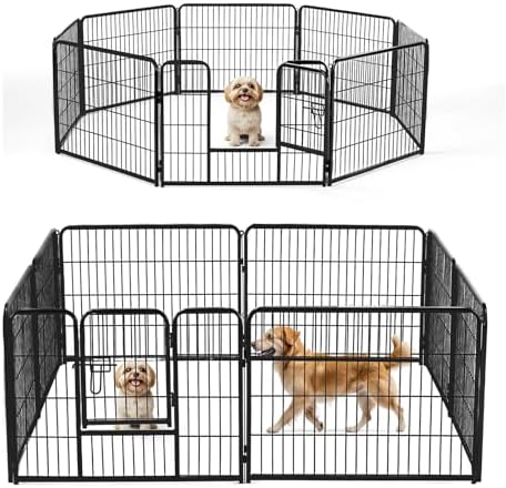 NEWBULIG Dog Playpen Indoor 8 Panels 24 Inch, Outdoor Metal Dog Fence Pen by NEWBULIG