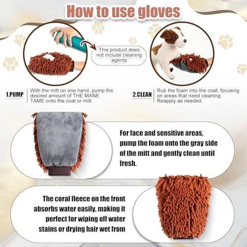 Teenyyou 2 Pcs Dog Towel Chenille Microfiber Pet Grooming Gloves - Image 3