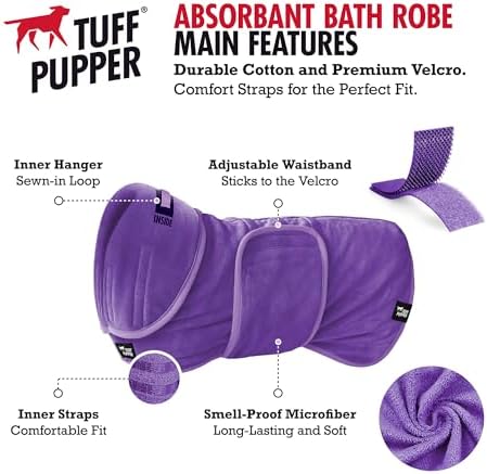 Tuff Pupper Fast Drying Dog Bath Robe | 800 GSM Plush Dog Towel - Image 2