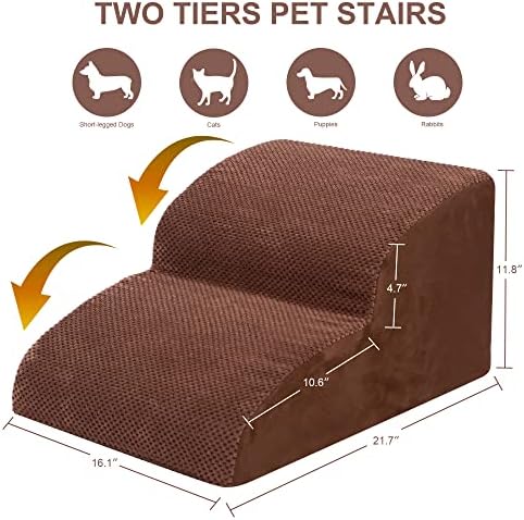 Dog Stairs for Small Dogs, High Density Foam Dog Ramp, Extra Wide Non-Slip Pet - Image 2