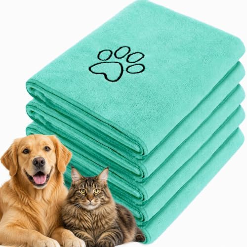 Chumia 4 Pcs Dog Towels for Drying, 30 x 50 Inch, Light Green by Chumia