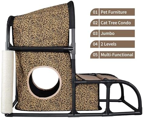 Goetland Modern Cat Condo Cat House Cat Tree Pet Furniture Large Cat Tower Bed - Image 5