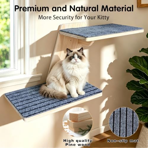 Cat Wall Shelves 2 Platform Kitten Tree Shape Wall-Mounted Floating Shelf - Image 2
