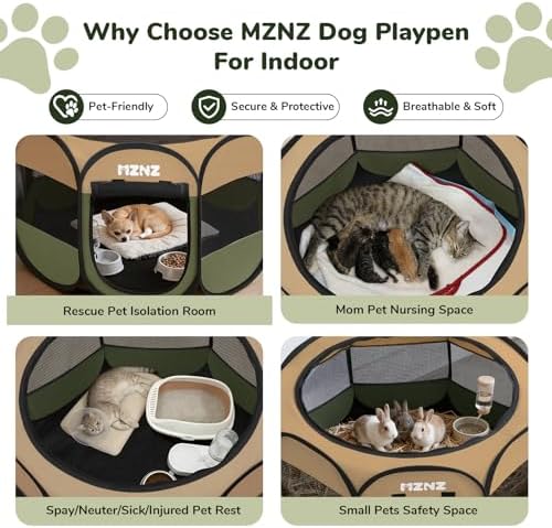 Dog Cat Small Animal Puppy Playpen Crate, Olive Green - Image 4