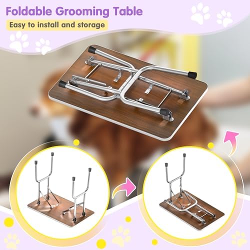 Lyromix 42'' Stainless Steel Pet Dog Grooming Table, Arm/Noose/Tray - Image 6