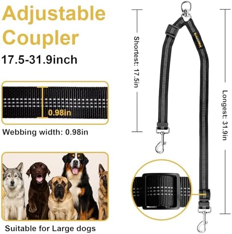 MingXpet Double Dog Leash for Two Dogs, No Pull Dog Leash, 360° Swivel No - Image 2
