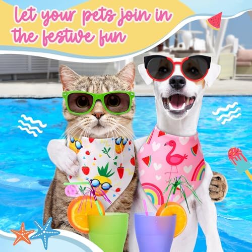 Preboun 50 Pcs Summer Bandanas for Dogs Bulk, Hawaiian Tropical Style - Image 4