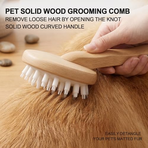 HOP Dog Bath Brush with Wooden Handle Dog Washing Brush 7.17in/18.2cm - Image 2