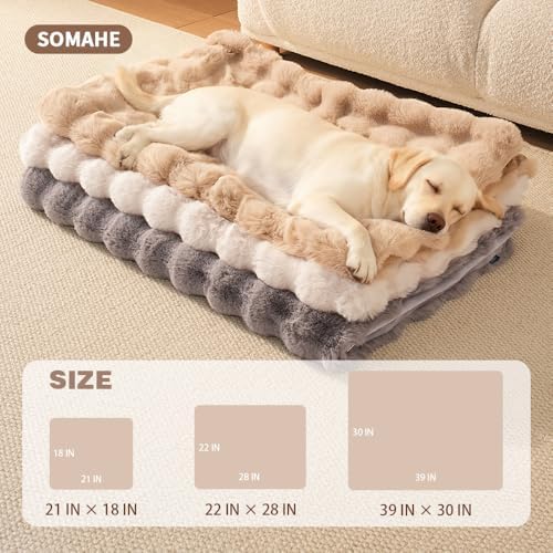 SOMAHE Dog Blanket for Couch Bed, Soft Faux Fur, Large 39x31 Milky White - Image 4