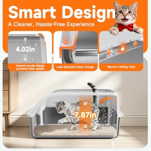 Stainless Steel High-Sided Cat Litter Box - Image 5