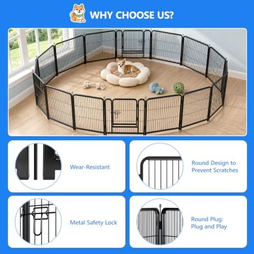 Dog Playpen Outdoor, 24 Inch Height 16 Panels Foldable Dog Pens Outside - Image 6