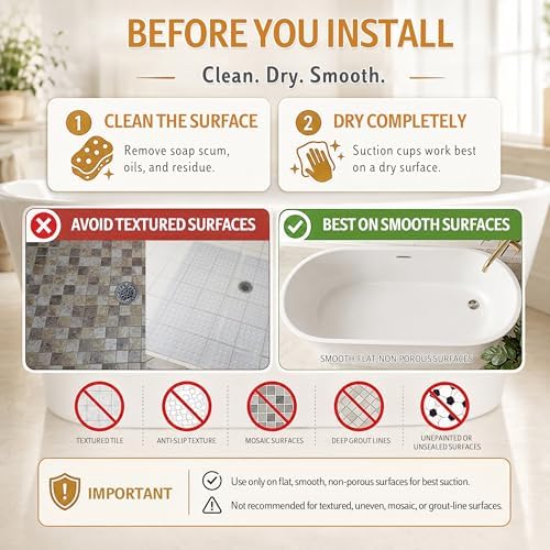 Yimobra Shower Mat, Bathtub Mat Non Slip, Big Drain Holes - Image 5