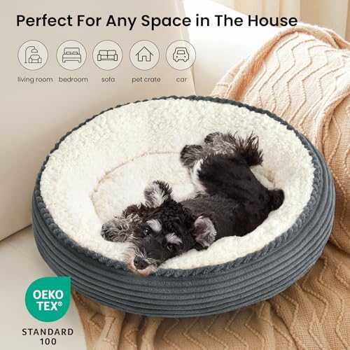Love's cabin Round Donut Cat and Dog Cushion Bed, 24in Pet Bed - Image 6