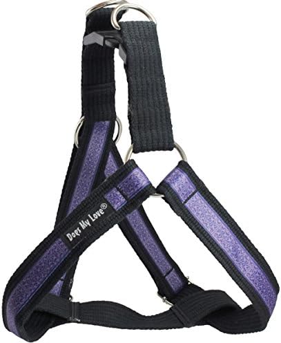 Cotton Web Adjustable Dog Step-in Harness 4 Sizes Violet Patterns by Dogs+My+Love