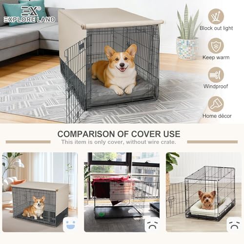 Explore Land Breathable Dog Crate Cover, 24 inches （Tan） - Image 6