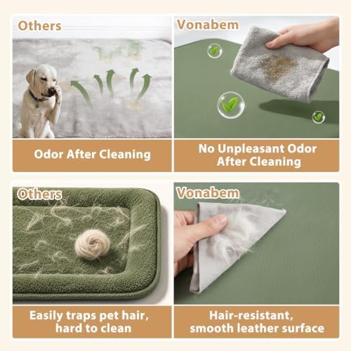 XL Dog Bed Waterproof Washable, Wipeable Leather Large Crate Pad 42" Green - Image 3