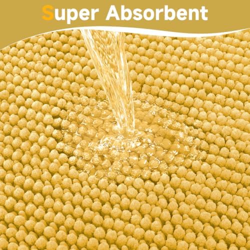 Ophanie Yellow Bathroom Rugs 44x24, Soft Chenille Bath Mat, Non Slip Absorbent - Image 5