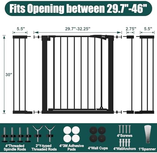 keny 29.7"-46" Baby Gate for Stairs, Auto Close Dog Gates for Doorways - Image 6