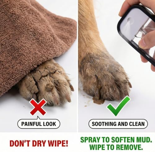 Dog Paw Cleaner Kit with Spray Bottle and Chenille Mitt - Image 3