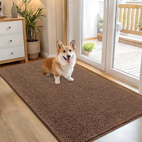 OLANLY Dog Door Mat for Muddy Paws 54x32, Super Absorbent Chenille Mud Mat by OLANLY