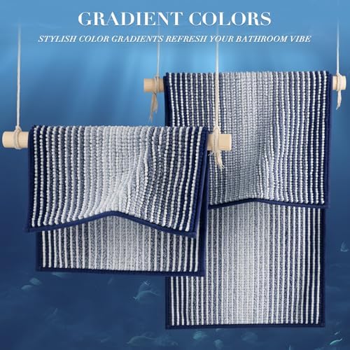 BSICPRO Bathroom Rugs Sets 2 Piece, Non Slip Striped Bath Mats - Image 4