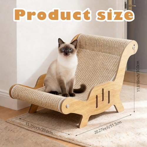 Cat Recliner Scraper Board, Cat Scratching Chair, Wooden Sisal Adjustable Cozy - Image 2