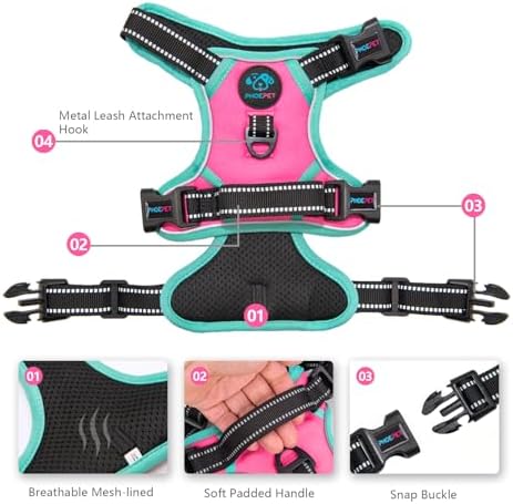 PHOEPET Upgraded No Pull Dog Harness, Reflective Adjustable Vest - Image 3