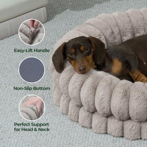 BALANCE Luxury Donut Dog Bed, 30 Inches Round Dog Bed Medium Size Dogs Washable - Image 6