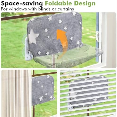 Zoratoo Glow in the Dark Cat Window Perch, Foldable Cordless Pet Hammock - Image 6