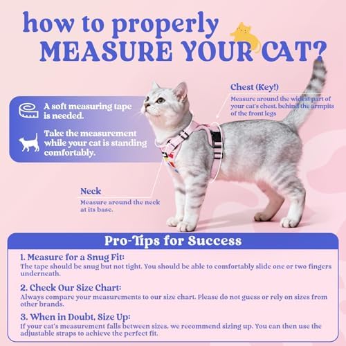 rabbitgoo Cat Harness and Leash Set, Escape Proof Vest, Purrty Pink - Image 2