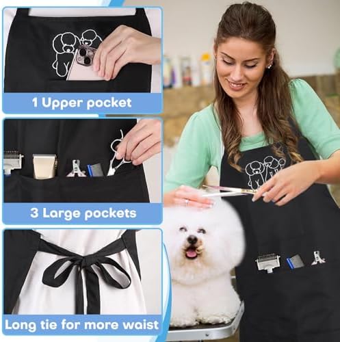 Dog Grooming Apron with 4 Pockets, Grooming Apron - Image 4