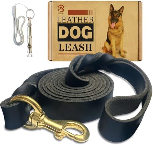 Leather Dog Leash 6ft x 1 inch, Strong Heavy Duty Genuine Leather Braided Dog by Lovedogsasmuchasyoudo