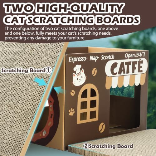 Cardboard Cat Scratcher House, Corrugated Scratching Pad - Image 3