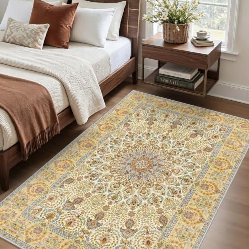 Washable 3x5 Indoor Rug Soft Ultra-Thin Oriental Traditional Distressed Rug - Image 3