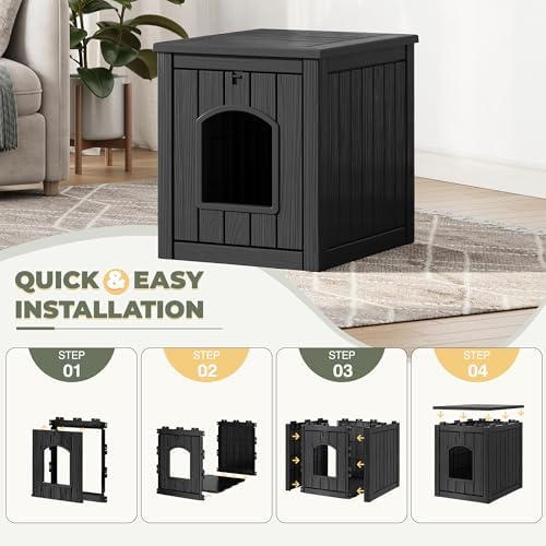 Cat Litter Box Enclosure, Enclosed Cat Litter Box Raised Floor, Openable Front - Image 5