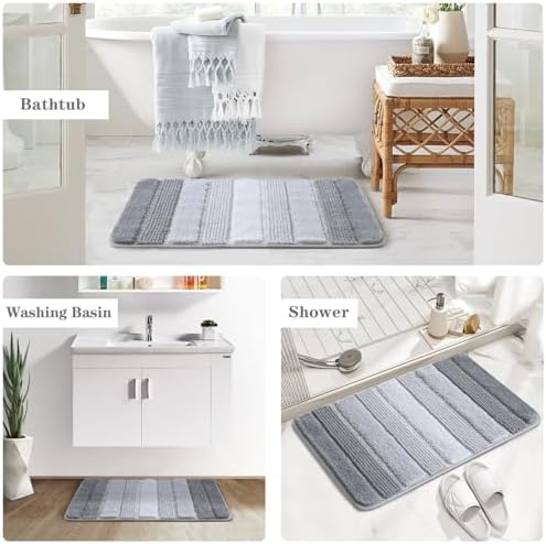 Kmson Ombre Chenille Bathroom Rugs, Ultra Soft Washable Shaggy Bath Rugs - Image 7